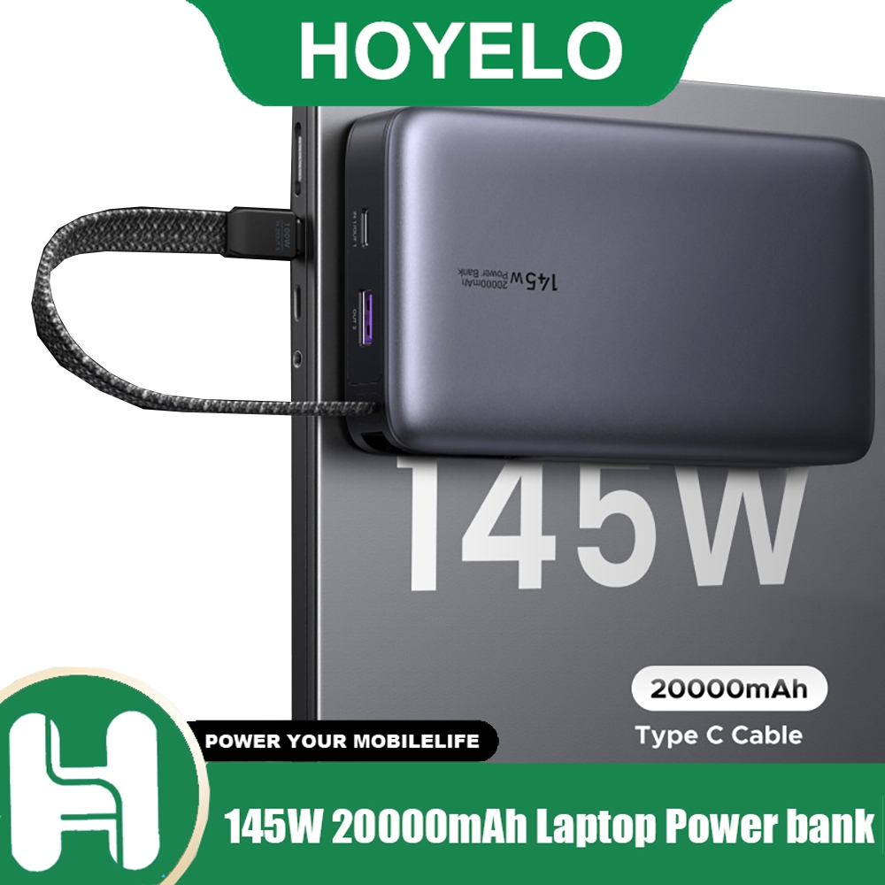 สีเขียว 145W 20000mAh แล็ปท็อป Powerbank PD 100W Fast Charging 10000mAH Powerbank