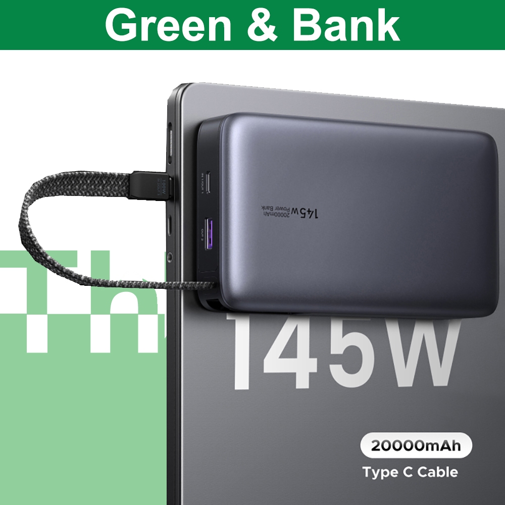 GREEN 145W 20000mAh แล็ปท็อป Powerbank PD 100W Fast Charging 10000mAH Powerbank