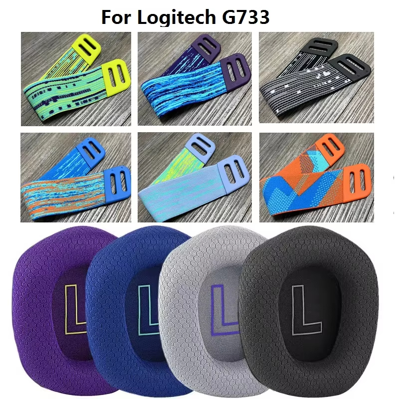 Original แผ่นรองหูฟังสําหรับเกม Logitech G733 หูฟังเปลี่ยน G733 KDA Earmuffs ที่ครอบหมอนหูเทปคาดศีรษ