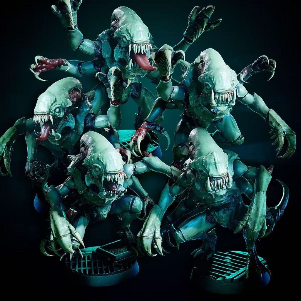 Alien-Xun-Xun-Surved Hunter-Family Squad-Hammer War Chess 3d Printing 40K สีขาว รุ่น K1O6