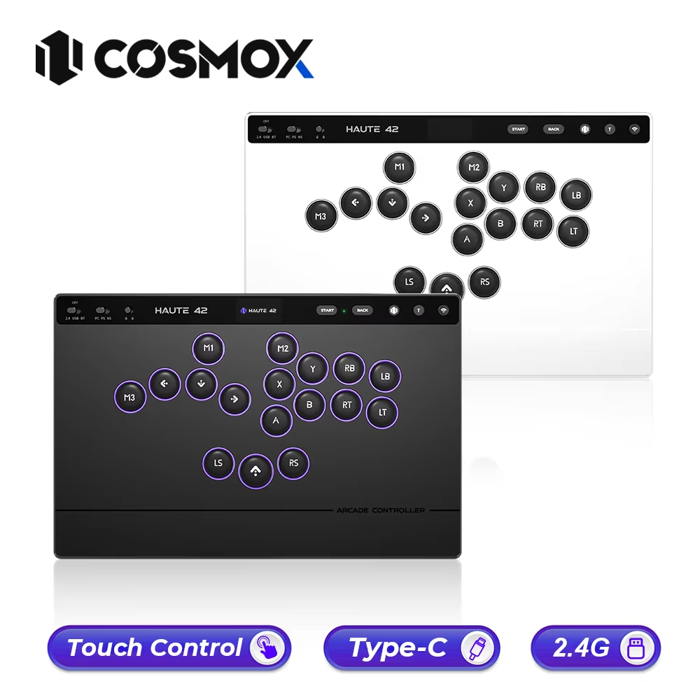 ⭐⭐⭐Haute42 W-P1 Tri โหมด 2.4G หน้าจอสัมผัสไร้สาย Leverless Hitbox Controller สําหรับ PC/PS4/PS5/Switch Stickless Arcade Controller