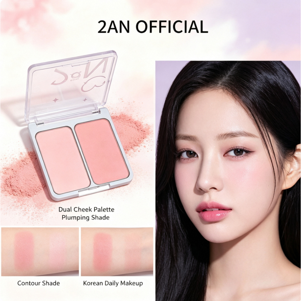 [2aN] Bae Joo Hyuna Same Style Two-Color Blush Expansion Shrink Color Highlight Repairing Palette สไ