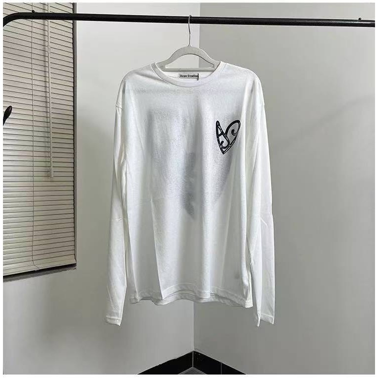 เสื้อยืดแขนยาว Unisex พิมพ์ลายตัวอักษรหัวใจ