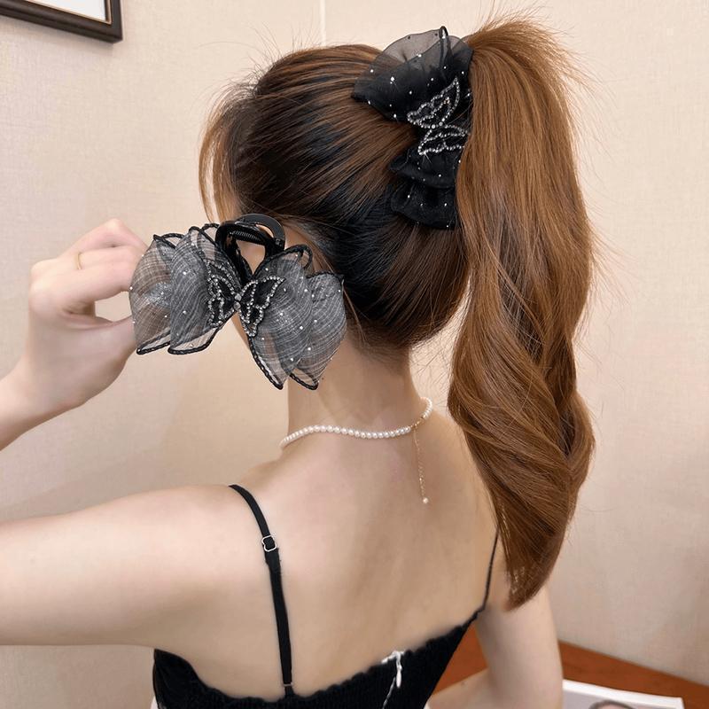 Water Diamond Bow Big Grasp Clip Starry Sky แฟชั่นสไตล์เครื่องประดับผม Cloud Bubble Grasp Clip