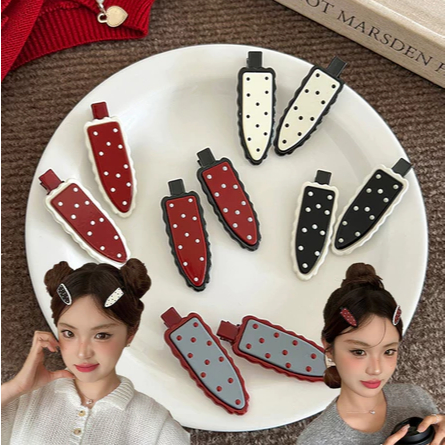 Retro Polka Dot Duckbill คลิปกิ๊บติดผมเรียบง่ายด้านข้างกิ๊บหัก All-Match อารมณ์ Hairpin ชุดสองชิ้น