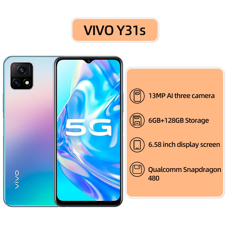Vivo Y31S 5g สมาร์ทโฟนแท้ฟังก์ชั่นปกติโทรศัพท์มือสอง Android