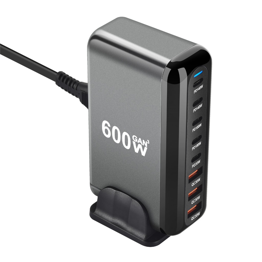 600W GaN3 Multi-port สถานีชาร์จ PD140W PD100W PD30W QC3.0 เดสก์ท็อป Fast CHARGING Station สําหรับแล็