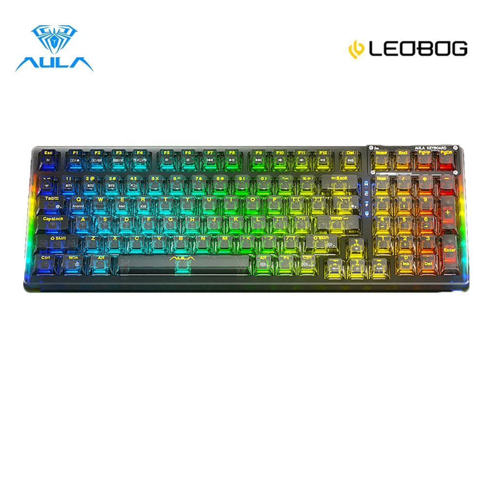 AULA F98 คีย์บอร์ดแบบกลไก 2.4G/BT/Type-C โหมด 99 คีย์คีย์บอร์ดแบบถอดเปลี่ยนได้