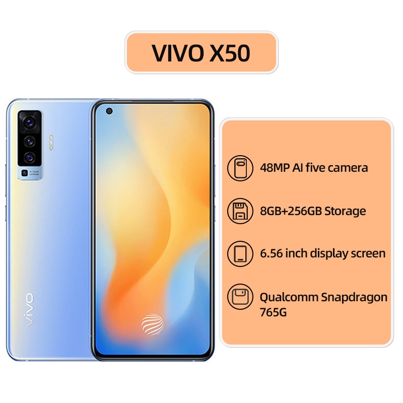 Vivo X50 5g ฟังก์ชั่นสมาร์ทโฟนแท้ ปกติโทรศัพท์มือสอง Android
