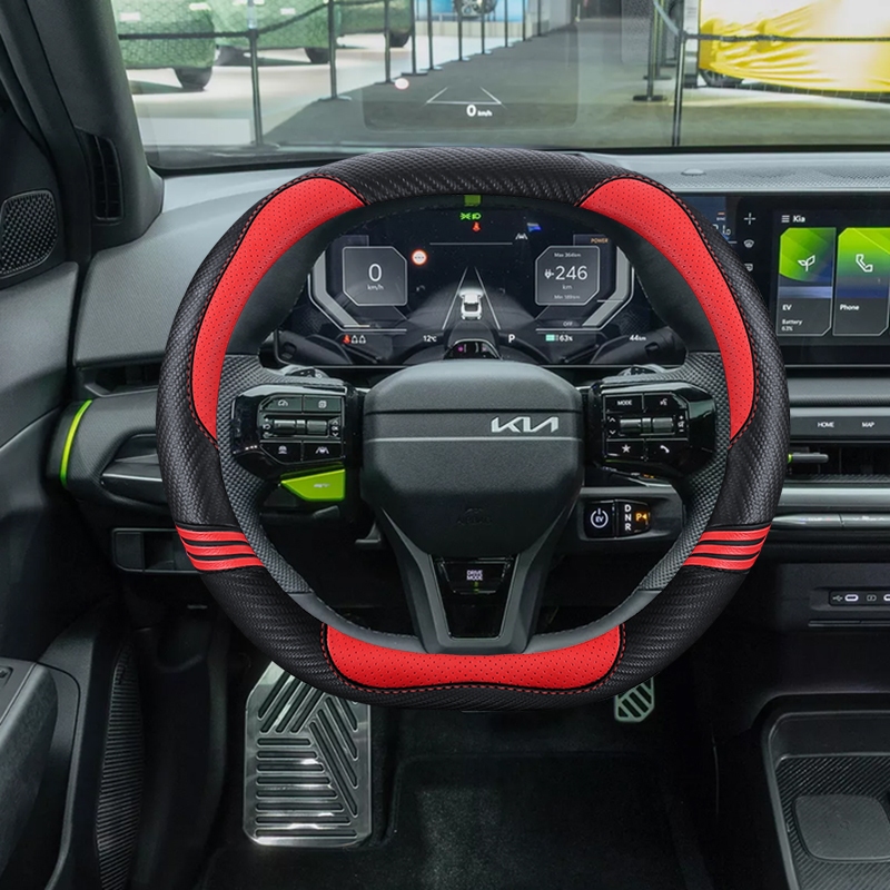 หนังไมโครไฟเบอร์พวงมาลัยรถสําหรับ New Kia EV3 EV5 EV6 Stonic GT Line K4 2025 อุปกรณ์เสริมอัตโนมัติ