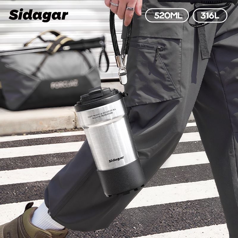 Sidagar แก้วเก็บความเย็น 520ML เคลือบเซรามิก พกพาสะดวก กลางแจ้ง ทนทาน กระติกน้ํากีฬา