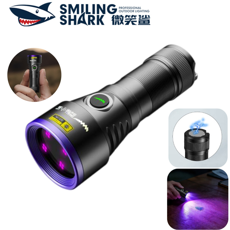 SMILING SHARK P1 UV Light ไฟฉายขนาดเล็กแสงสีม่วงไฟฉาย 365NM *4 แม่เหล็ก Professional Test Light Type