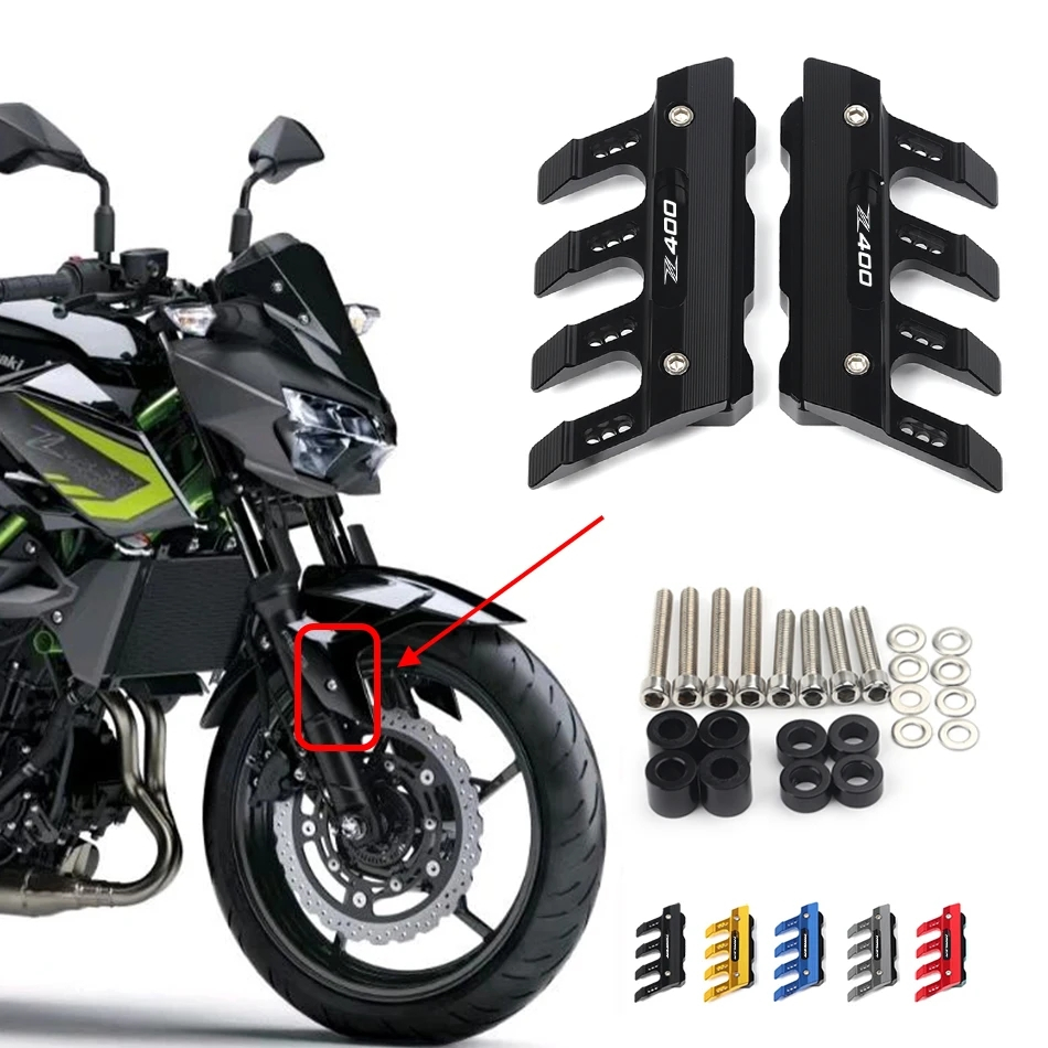 สําหรับ Kawasaki Z400 Z 400 รถจักรยานยนต์ CNC อุปกรณ์เสริม Mudguard ป้องกันด้านข้างบล็อกบังโคลนหน้า 