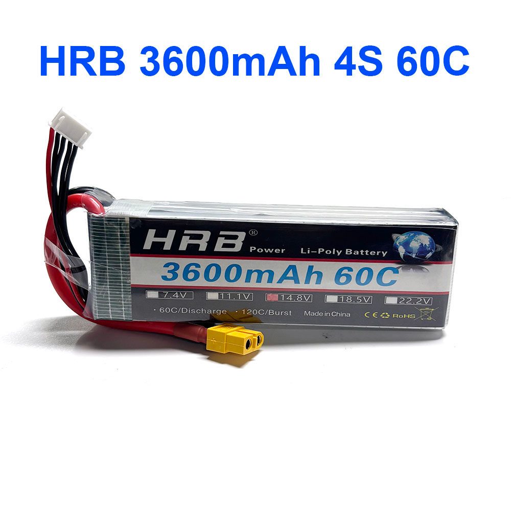 HRB 4S Lipo แบตเตอรี่ 3600mAh 14.8V 60C XT60 ปลั๊ก, แบตเตอรี่ลิเธียมแบบชาร์จไฟได้สูงสําหรับเฮลิคอปเต