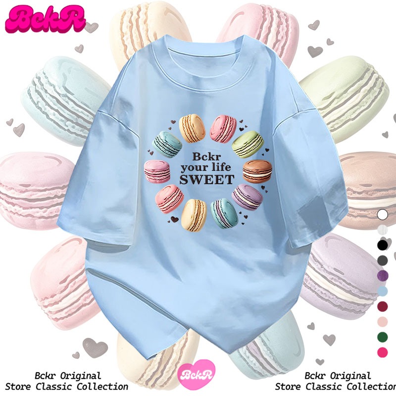 【จัดส่งตลอด 24 ชั่วโมง】🔥BCKR ลายเค้กคอกลมเสื้อ🍰oversizeชุดหน้าร้อนผู้หญิงเสื้อยืด cotton YG1656