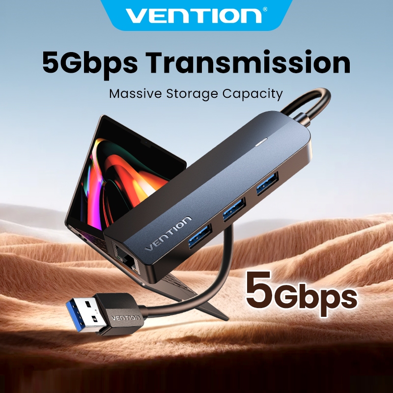 Vention อะแดปเตอร์ฮับ Usb 3.0 2.0 เป็นอีเธอร์เน็ต RJ45 Gigabit ความเร็วสูง 10 100 1000Mbps LAN 4 พอร์ต สําหรับแล็ปท็อป PC CHP CHN TGO TGP