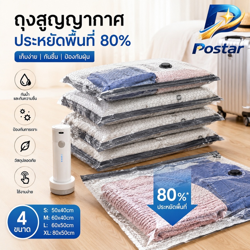 [ประเทศไทยจัดส่ง] ถุงบีบอัดสูญญากาศ 16 ชิ้น, ถุงสูญญากาศเสื้อผ้าสําหรับเดินทาง, ถุงเก็บการบีบอัดสูญญากาศ, เก็บเสื้อผ้าเดินทา