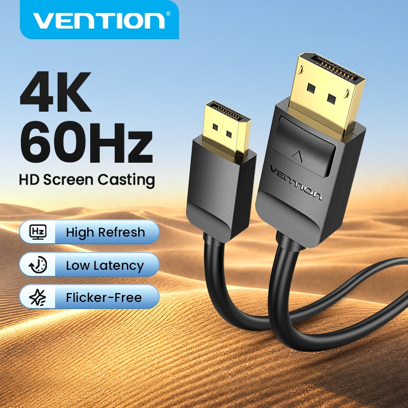 Vention สายดิสเพลย์ Hd Dp ตัวผู้ ไป ตัวผู้ Pc Tv 4K 60 Hz ใช้กับกล้องวิดีโอความเร็วสูงได้ HAC