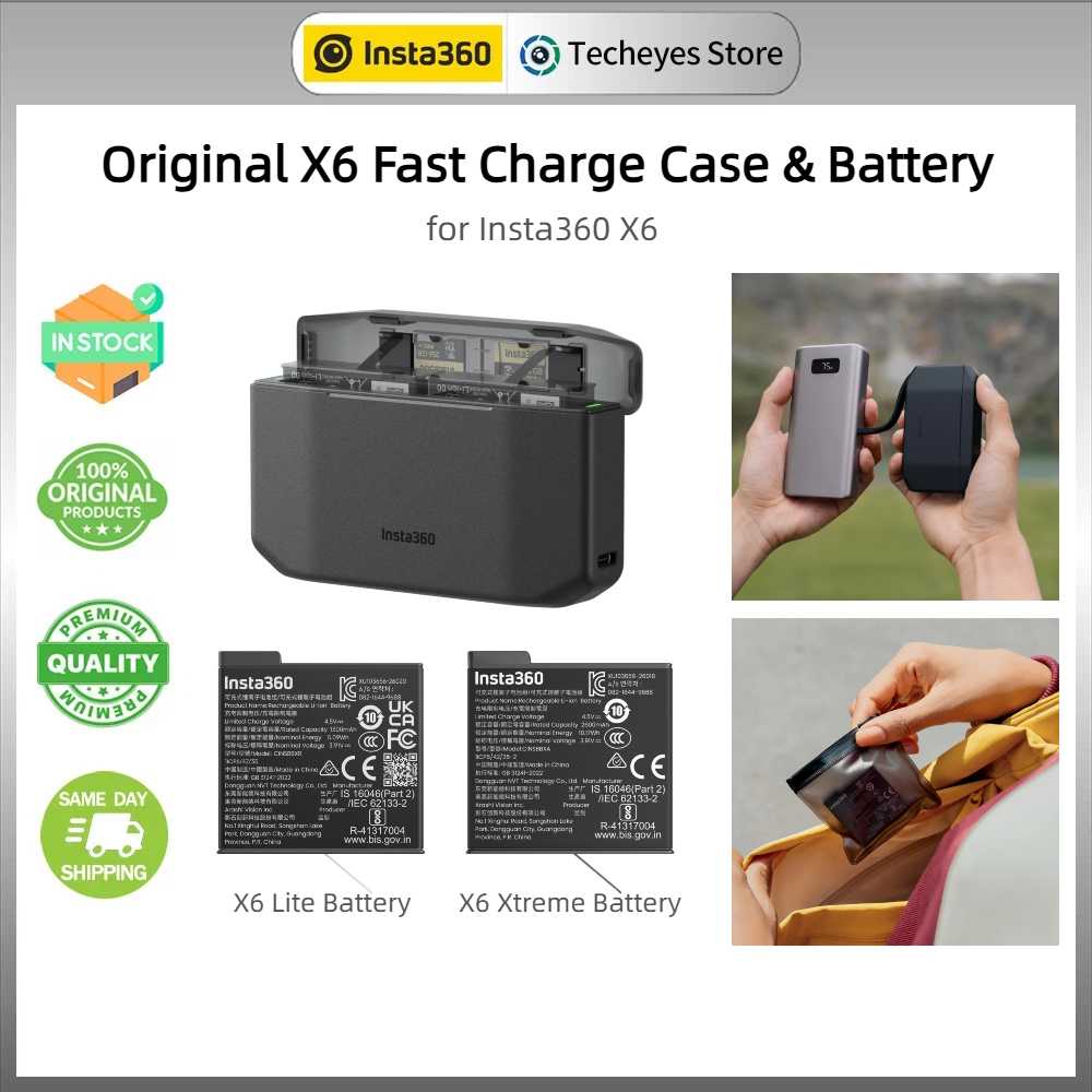 (ของแท้ในสต็อก) Insta360 X6 Xtreme Battery /Lite Battery/Fast Charge Case สําหรับกลางแจ้ง Vlog การถ่ายภาพรถจักรยานยนต์