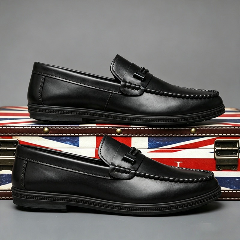 DBEXPLO รองเท้าหนังอย่างเป็นทางการกันน้ํา Loafer รองเท้าหนังผู้ชายสีดํา Leather Shoes For Men Fashion Loafers