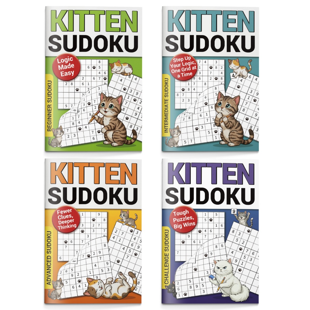 In-stock, จัดส่งที่รวดเร็วKitten Sudoku for Kids Logic Puzzle Brain Training Beginner to Challenge C