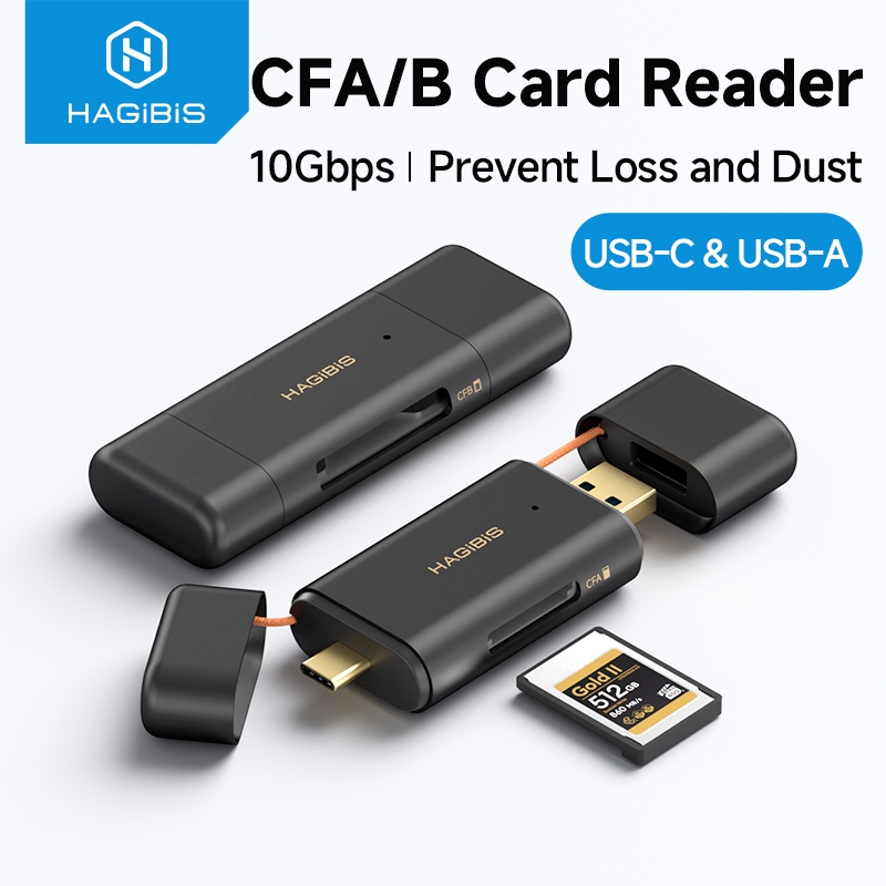 HAGIBIS CFexpress Card Reader 10Gbps USB 3.2 Gen2 USB-C & USB-A Dual Port อลูมิเนียมความเร็วสูง CFA CFB Reader สําหรับ Canon Nikon