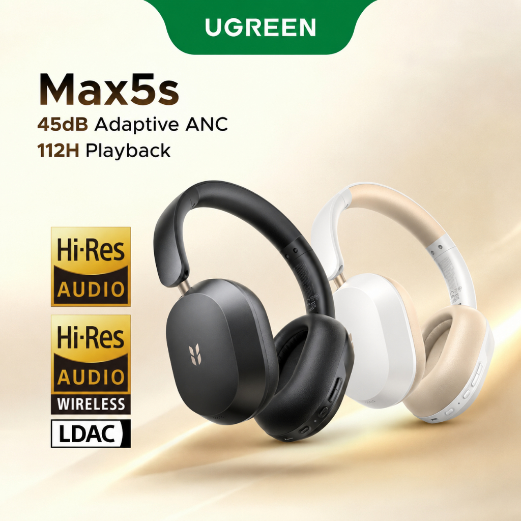 UGREEN ใหม่UGREEN Studio Max5s Earpods บลูทูธยาวพิเศษ 112-ชั่วโมงอายุการใช้งานแบตเตอรี่ ANC Noise Ca