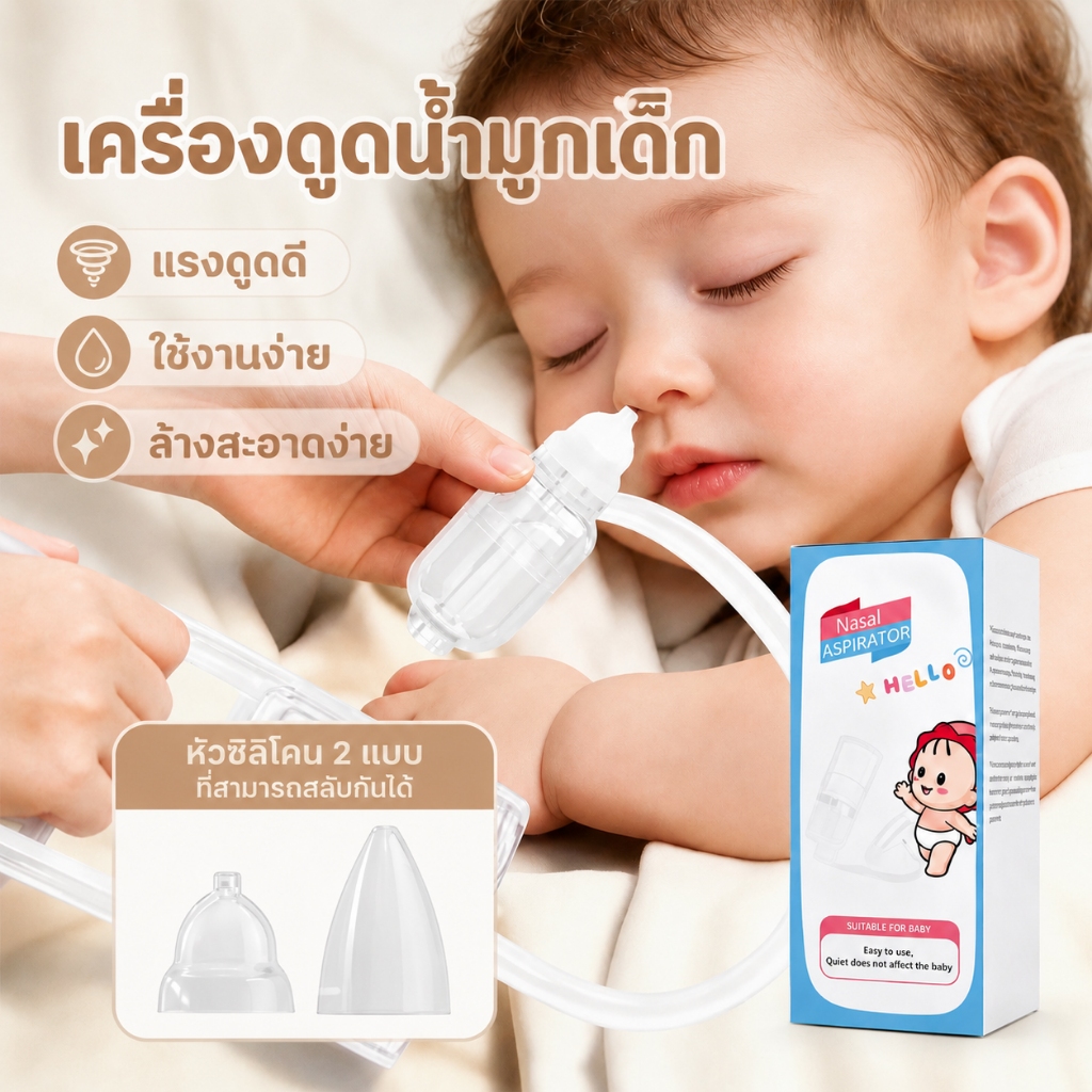 เครื่องน้ํามูกเด็ก แบบพกพา ที่ดูดน้ำมูกเด็ก แรงดันลบ เครื่องช่วยดูดน้ํามูก ดูดสิบคัดจมูกทารก