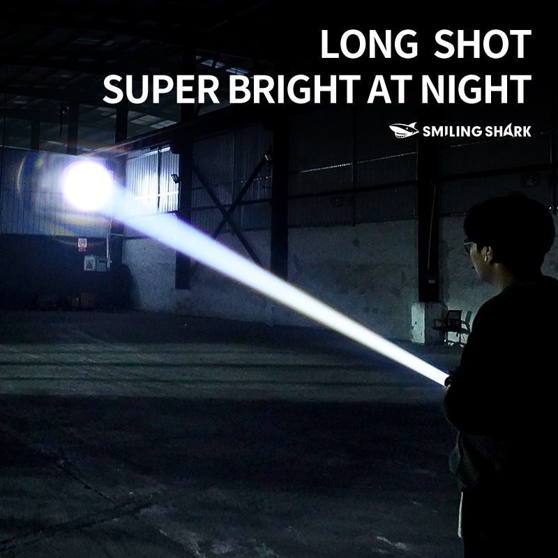 SMILING SHARK SD8103 ไฟฉาย led M77 ไฟฉายสว่างเป็นพิเศษพร้อมไฟท้าย COB Zoomable 6 โหมด Type-C ชาร์จเรืองแสงกันน้ําสําหรับตั้งแคมป์ใช้ฉุกเฉิน — صورة 2