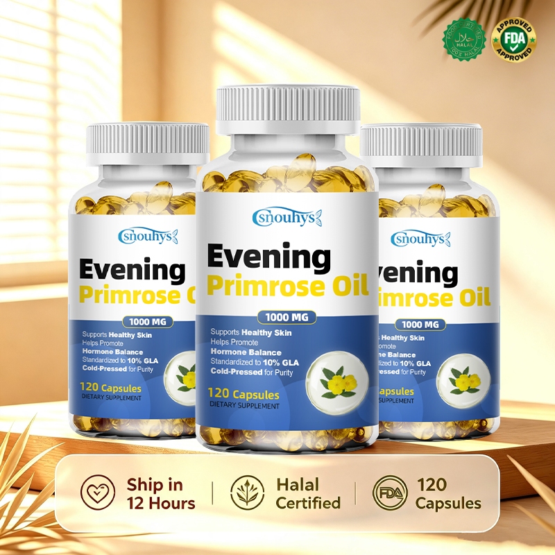 Csnouhys Evening Primrose Oil 1000 มก. 120 แคปซูล 10% GLA น้ํามันพืชธรรมชาติสกัดเย็นอาหารเสริมทางโภชนาการทุกวันสําหรับผู้ใหญ่