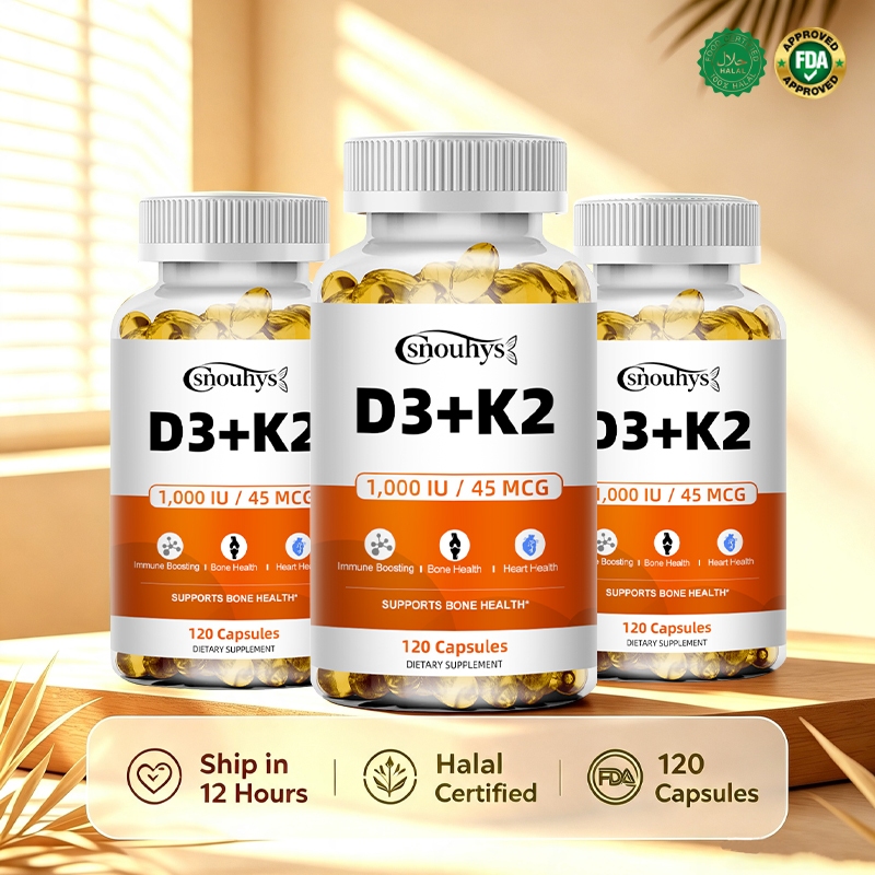 Csnouhys วิตามิน D3 1000IU K2 MK7 45mcg 120 แคปซูลผลิตภัณฑ์เสริมอาหาร