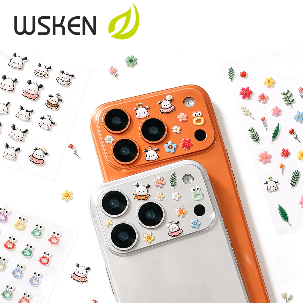 WSKEN DIY สติกเกอร์ตกแต่ง น่ารัก แปะมือถือ น่ารักลูกสุนัข for iPhone เคส หลากหลายดีไซน์ กันรอย สวยงามน่ามอง ฟิล์มกล้อง สติกเกอร์ป้องกัน