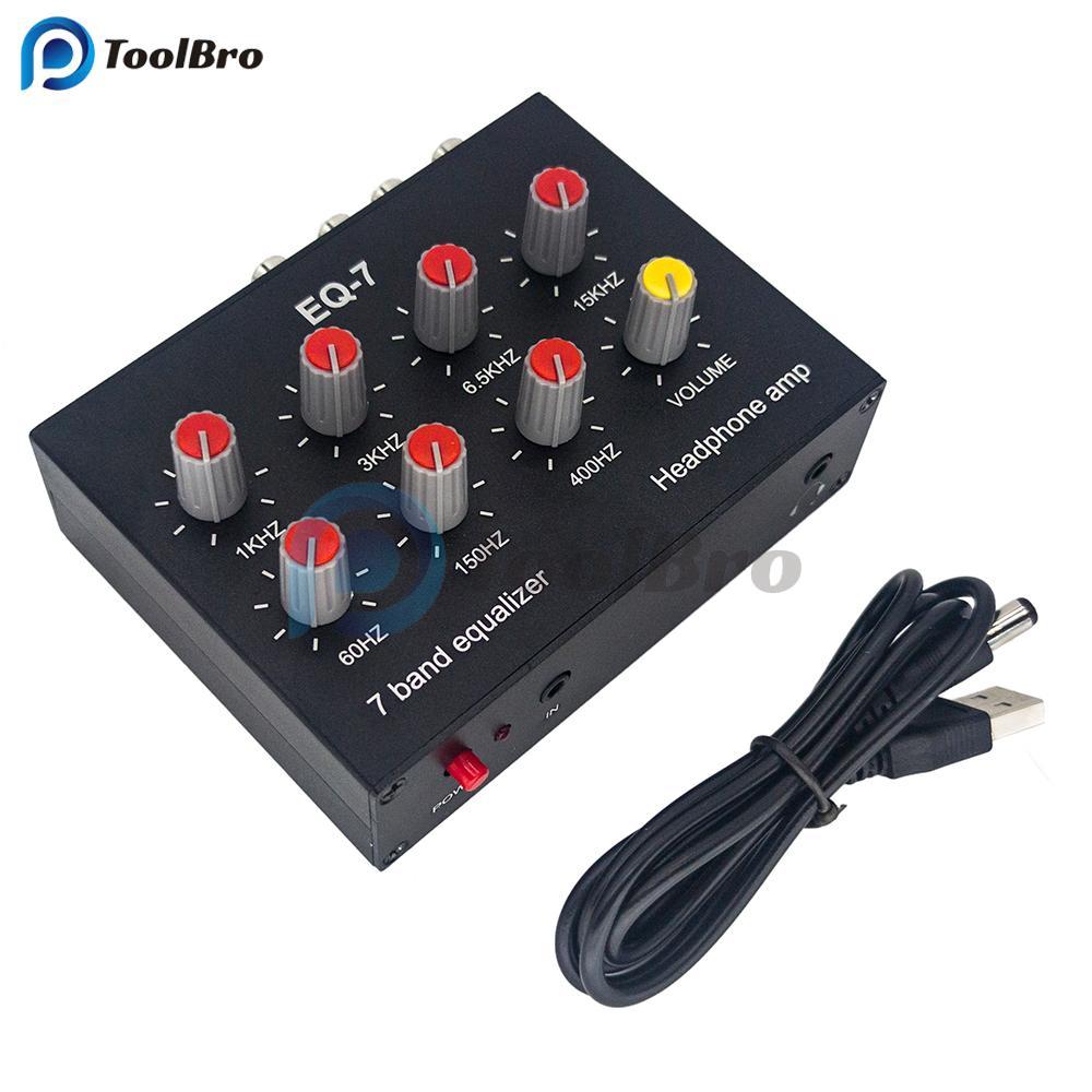 DC5V-12V เสียง EQ-7 สัญญาณเสียง Preamplifier 7 Band Equalizer ปรับ High School Bass โทรศัพท์คอมพิวเต