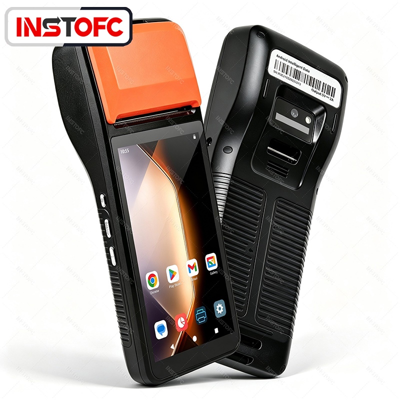 เทอร์มินัล POS แบบใช้มือถือ Android 13 เครื่องพิมพ์ 58 มม. ในตัวที่รองรับ Loyverse POS, Grab Merchan