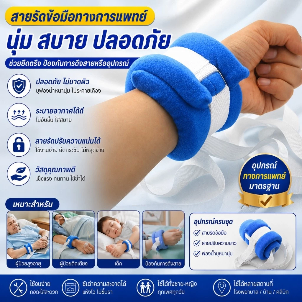[qingyu] ใหม่ พร้อมส่ง สายรัดข้อมือ และเท้า สําหรับผู้ป่วย 1 ชิ้น