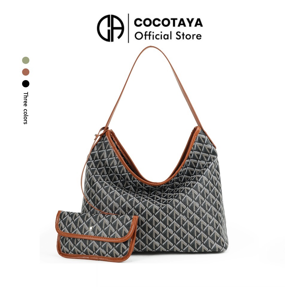 COCOTAYA-Ladies กระเป๋าสะพายไหล่ความจุขนาดใหญ่กระเป๋าถือกระเป๋าเดินทางพร้อมใบเล็ก