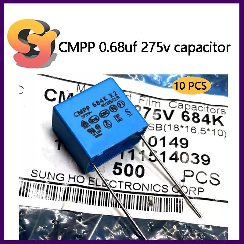 [สต๊อกพร้อม] 10PCS MKP Safety Capacitor CMPP 684 680nf 0.68 uf 275v X2 ความปลอดภัยระเบียบฟิล์ม Capac