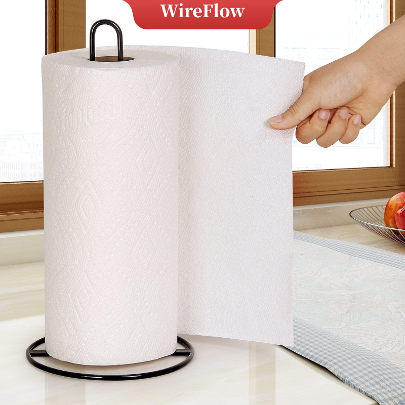 WireFlow ที่วางกระดาษทิชชูแบบตั้งโต๊ะ ที่ใส่กระดาษทิชชูโลหะสำหรับห้องครัว อุปกรณ์จัดระเบียบและจัดเก็บสำหรับบ้าน