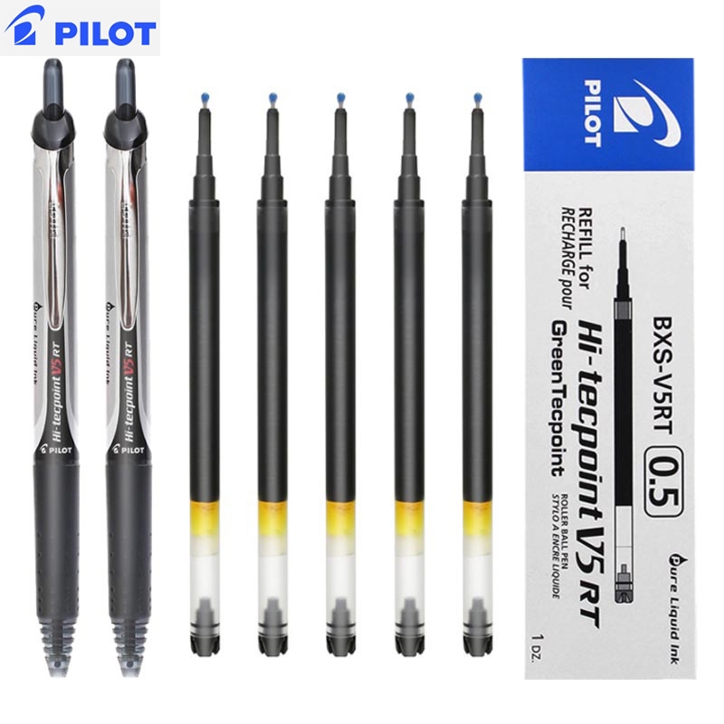 6 ชิ้น Japan PILOT Hi-tecpoint V5 RT รีฟิล BXS-V5RT 0.5 มม.