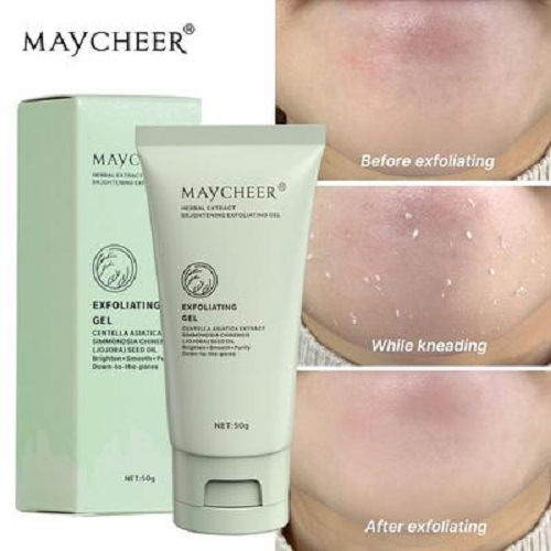 MAYCHEER Brightening Exfoliating Gel ทําความสะอาดล้ําลึกสําหรับใบหน้า Unclogs รูขุมขนลบผิวที่ตายแล้ว ปลอบประโลมผิว