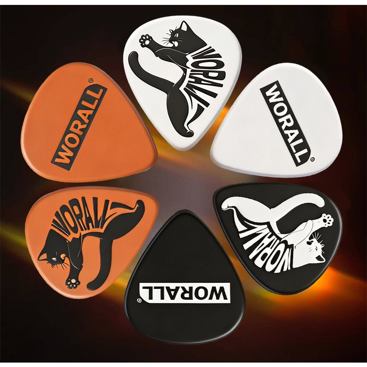 WORALLROCK CATSERIES SCRUB PICK 0.71 มม.กีตาร์ Picks Tri-color สําหรับกีตาร์พื้นบ้านพร้อมกล่องฟรี