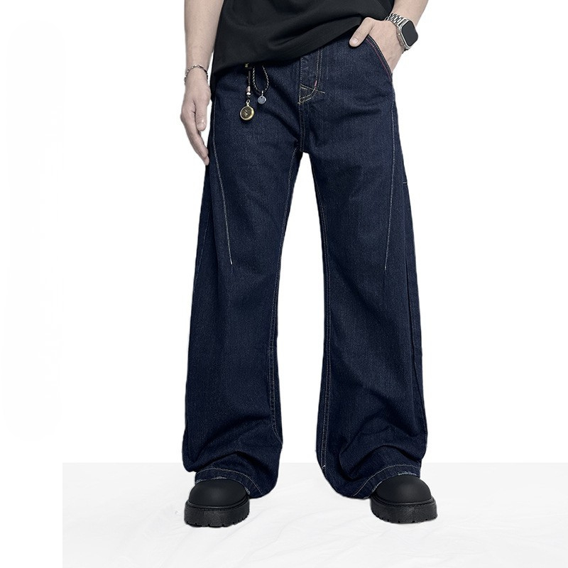Red Edge Red Ear Denim Jeans Mens Three-Dimensional Tailoring Machete Loose Wide-Le
