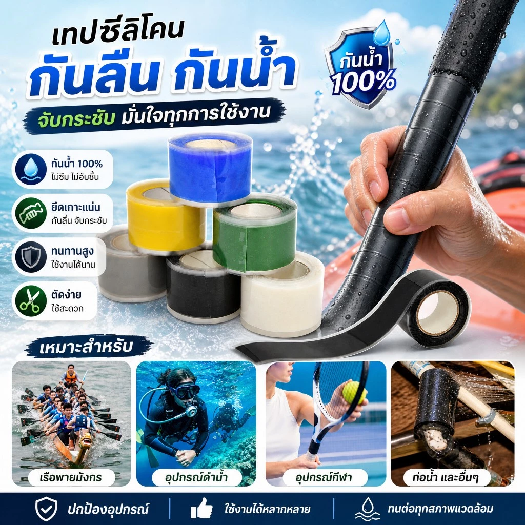 เทปพยุงจับไม้พายซิลิโคนกันน้ำ Lixada เหมาะสำหรับ kayak, canoe และเรือมังกร