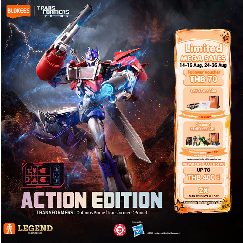 【New Launch】BLOKEES Transformers Action Edition06 Figure Optimus Prime Megatron Sound Waveสินค้าสะสม