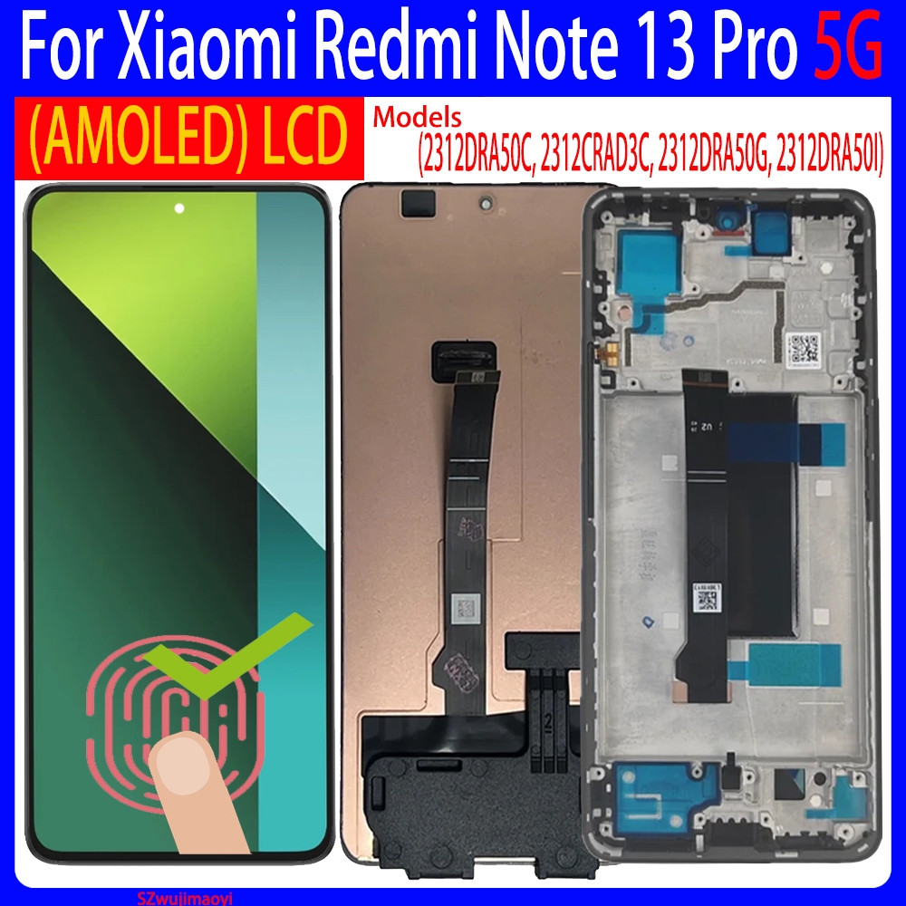 6.67 นิ้ว AMOLED 120Hz สําหรับ Xiaomi Redmi Note 13 Pro 5G หน้าจอ LCD เปลี่ยน 2312DRA50C 2312CRAD3C 
