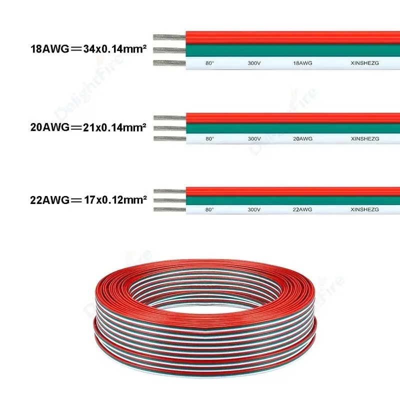 3 Pin สาย LED 5V 12V สายไฟ 3 Core ยืดหยุ่น LED Strip สายสําหรับ WS2811 WS2812B COB Light Bar JST Con