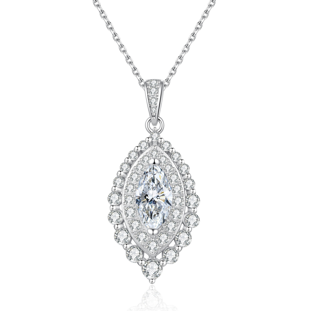 5*10 มม.D สี Moissanite Horses Eye จี้ S925 สร้อยคอเงินสําหรับผู้หญิงเครื่องประดับ