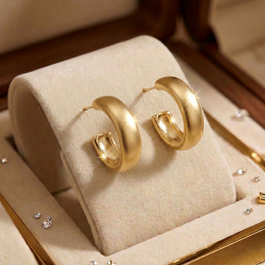 แฟชั่น Simple Hoop ต่างหูเรขาคณิตต่างหูผู้หญิงเครื่องประดับของขวัญ 18k Gold Plated