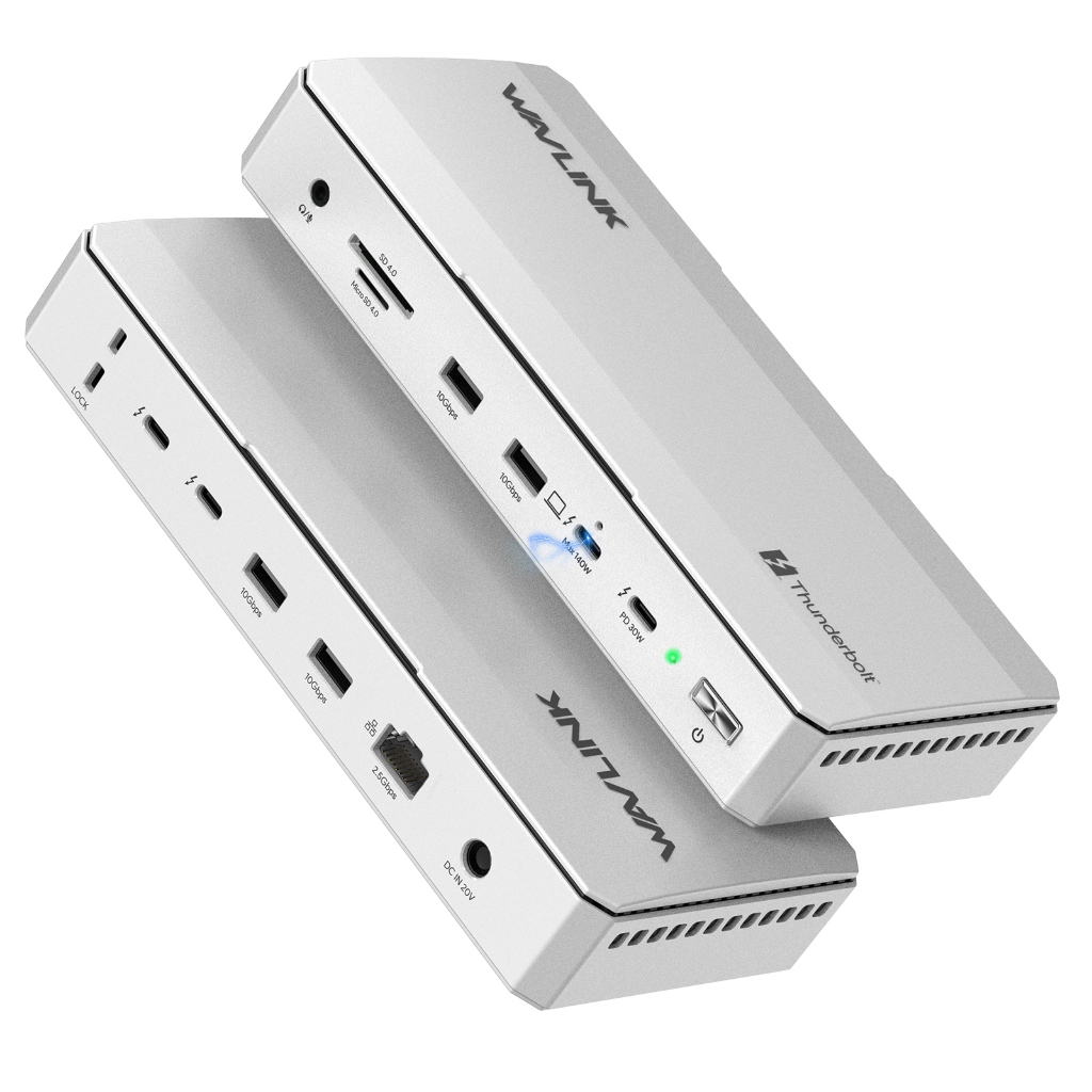 WAVLINK 12-in-1 Thunderbolt 5 Dock Triple 4K/Dual 8K Display 120Gbps TB5 พอร์ต Downstream 4x USB-A 1
