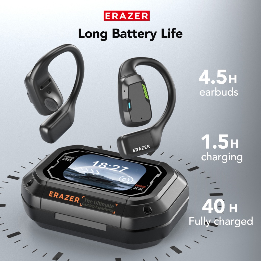 ERAZER XP6 OWS หูฟังบลูทูธเปิดหู AI Translator หูฟังรองรับ 165 ภาษาสัมผัส LCD ชาร์จกรณี HiFi 16 มม.ก